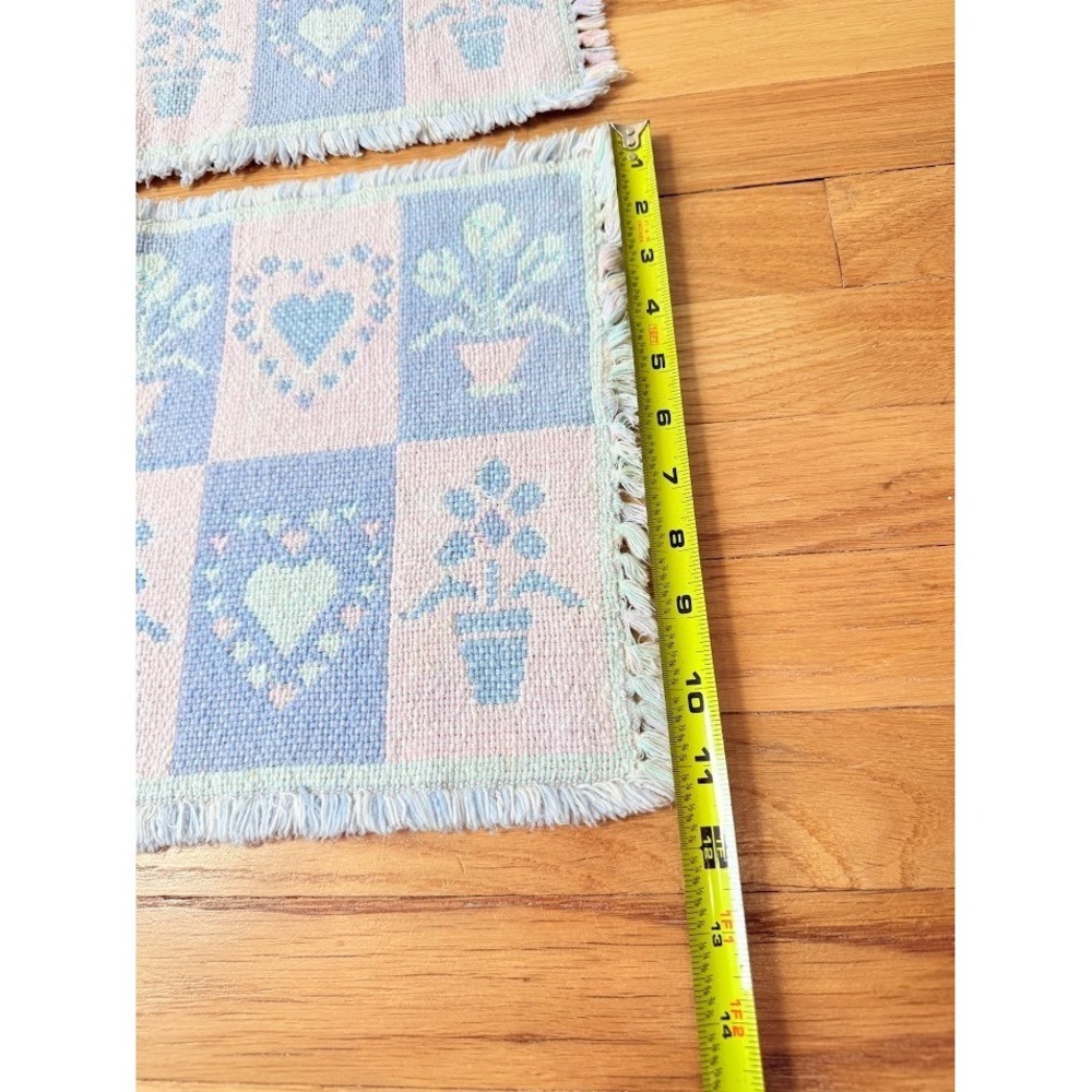 VTG 3 Pastel Heart Floral Placemats Rectangular 2 Sided 1990s Spring Cottagecore - Picture 14 of 15